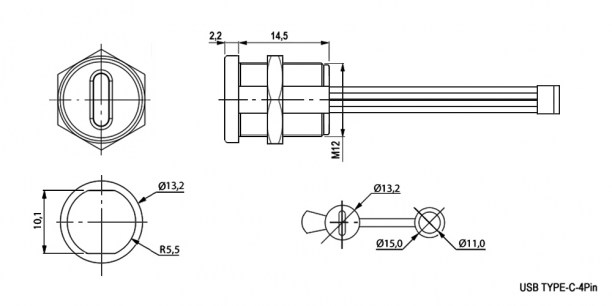 TYPE-C-4Pin-20 разъем RUICHI даташит схема