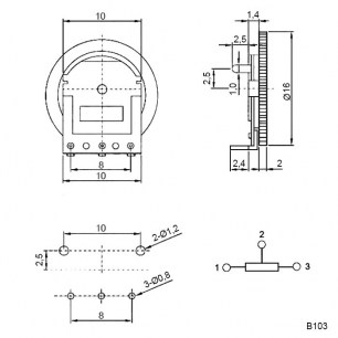 B103 10K 3Pin 16x2 потенциометр RUICHI даташит схема