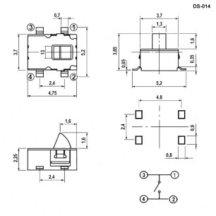 DS-014 микропереключатель RUICHI даташит схема