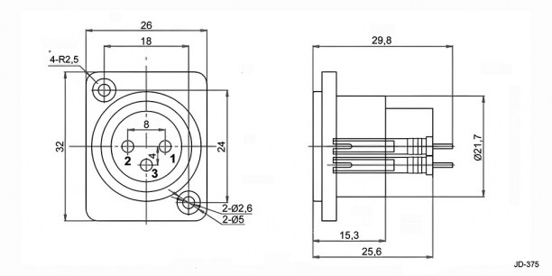 JD-375 разъемы микрофонные xlr RUICHI даташит схема