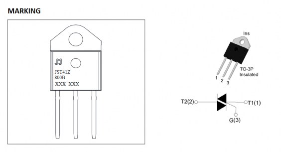 JST41Z-800B cимистор (триак) JieJie даташит схема