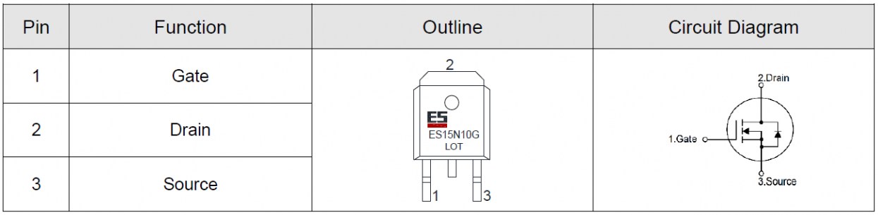 ES15N10G транзистор Elecsuper даташит схема