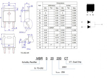 MBRS20200CT диод шоттки WEIDA даташит схема