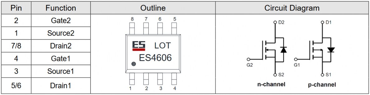 AO4606 транзистор Elecsuper даташит схема