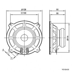 YD128-03 15W 4ohm (15ГДШ) динамики RUICHI даташит схема