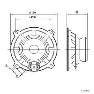 YD130-07 15W 4ohm (Р130Ш) динамики RUICHI даташит схема