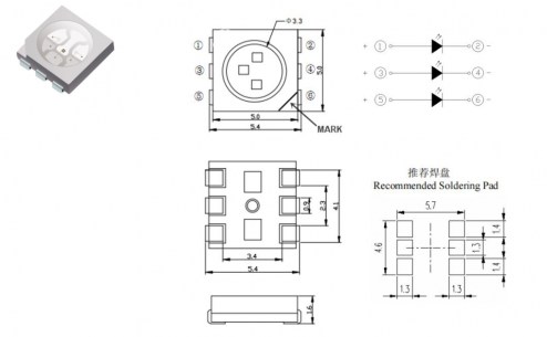 XL-5050RGBC светодиоды smd XINLIGHT даташит схема