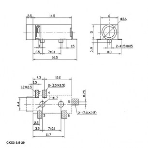 CKX3-3.5-29 гнездо на плату аудио разъемы RUICHI даташит схема