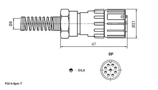 FQ14-9pin TK быстросъемный цилиндрический разъем даташит схема