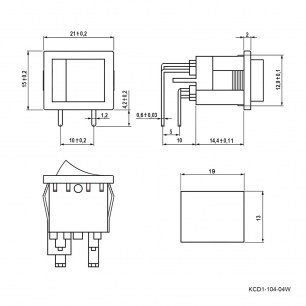 KCD1-104-04W on-off5A 250VAC клавишный переключатель RUICHI даташит схема