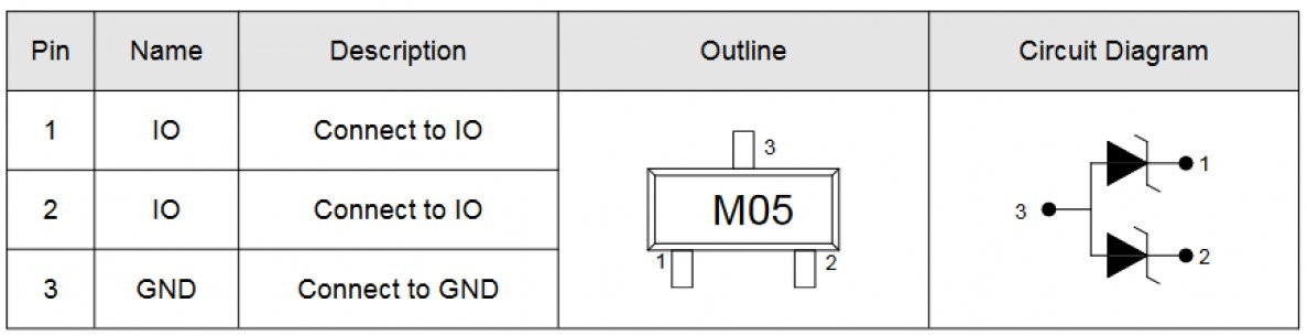 SP0502BAHTG диод защитный Elecsuper даташит схема