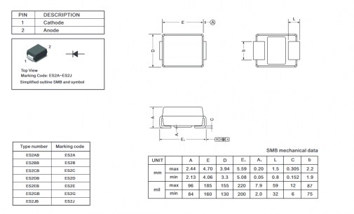 ES2J (Jingdao) диод ультрабыстродействующий Jingdao даташит схема