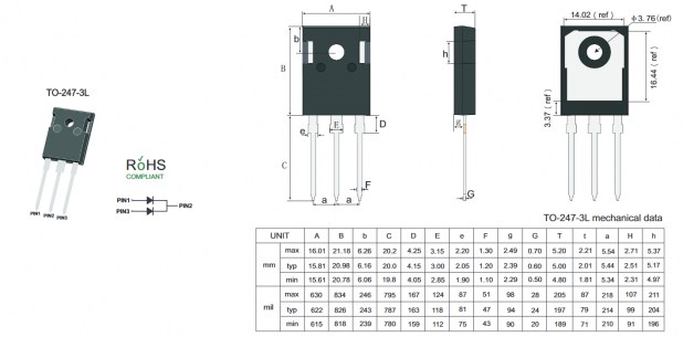 MBR40200WT диод шоттки Jingdao даташит схема