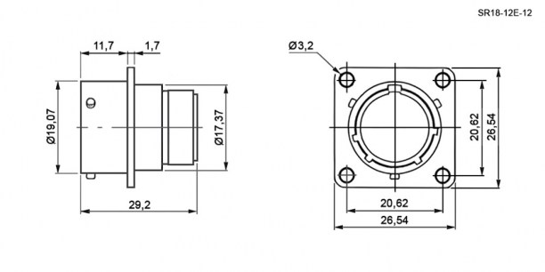 SR18-12E-12-4PN быстроразъемные RUICHI даташит схема