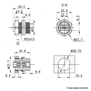 YF-M21GQZ0-SCUPCR разъем герметичный RUICHI даташит схема