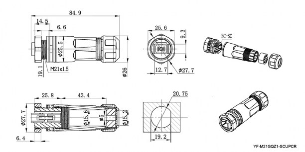 YF-M21GQZ1-SCUPCR разъем герметичный RUICHI даташит схема