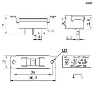 KBB13 движковый переключатель RUICHI даташит схема
