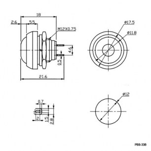 PBS-33B off-(on) white переключатель кнопочный RUICHI даташит схема