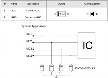 ESD9L5.0ST5G диод защитный Elecsuper даташит схема