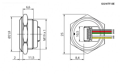 GQ19TF-5E/RG/N off-(on) антивандальная кнопка RUICHI даташит схема