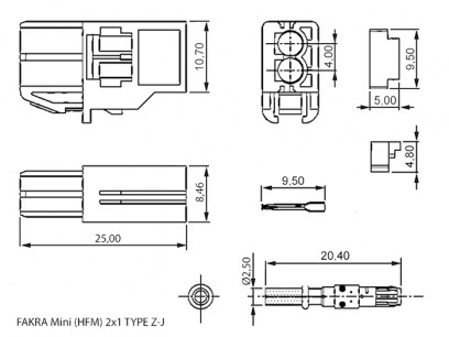 FAKRA Mini (HFM) 2x1 TYPE Z-J fakra RUICHI даташит схема