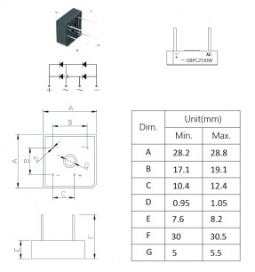 GBPC2510W диодный мост SEP даташит схема