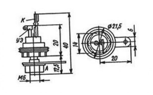 КУ201Д тиристор низковольтный  схема фото