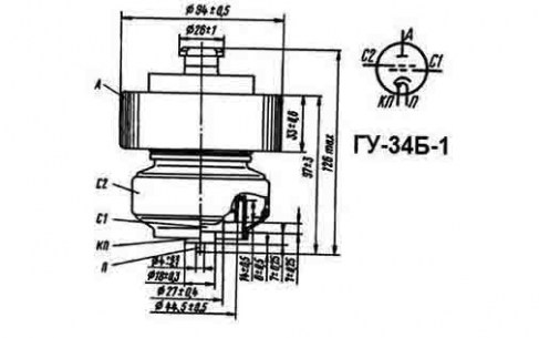 ГУ-34Б-1 генераторные лампы  даташит схема