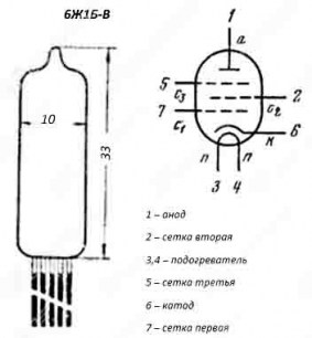 6Ж1Б-В радиолампы  схема фото