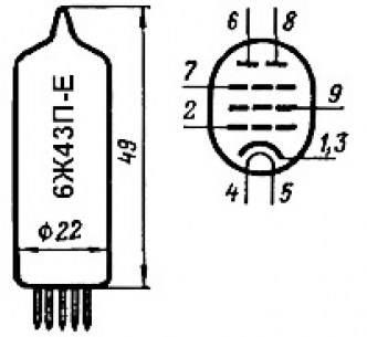 6Ж43П-Е радиолампы  даташит схема