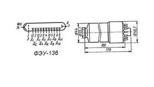 ФЭУ-136 фотоэлектронные умножители  даташит схема
