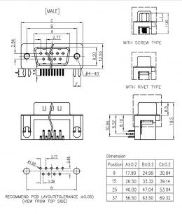 DRB-25MA разъем RUICHI даташит схема