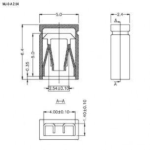 MJ-0-A 2.54 mm штыри и гнезда для плат 2.54мм RUICHI даташит схема