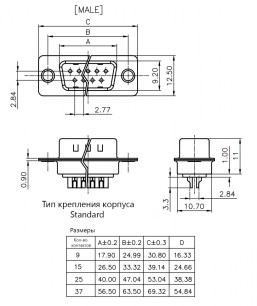 DB-25M разъем RUICHI даташит схема