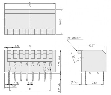 DP-08 (SWD3-8) dip переключатель RUICHI даташит схема