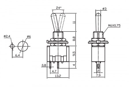 MTS-101 on-off микротумблер RUICHI даташит схема