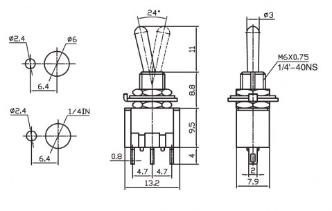 MTS-102 on-on микротумблер RUICHI даташит схема