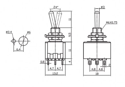 MTS-302 on-on микротумблер RUICHI даташит схема