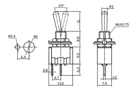 MTS-101-A2 on-off микротумблер RUICHI даташит схема