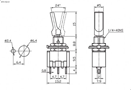 MTS-102-E1 on-on (кр. колп.) микротумблер RUICHI даташит схема