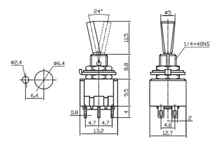 MTS-202-F1 on-on микротумблер RUICHI даташит схема