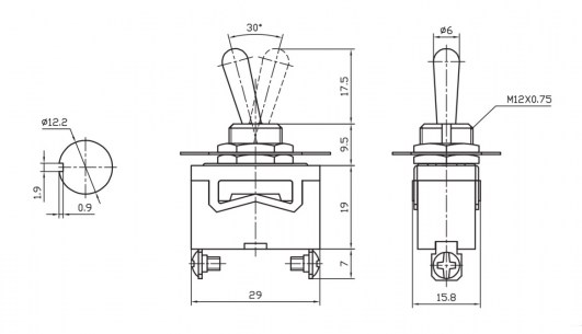 KN3(C)-101 on-off тумблер RUICHI даташит схема