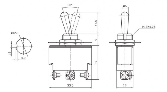 KN3(B)-102(A) on-on тумблер RUICHI даташит схема