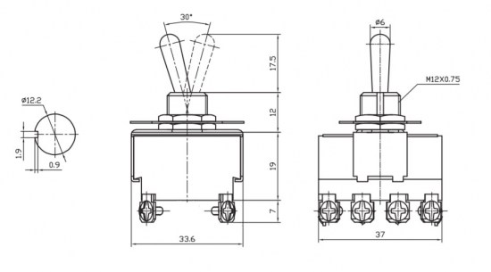 KN3B-401A тумблер RUICHI даташит схема