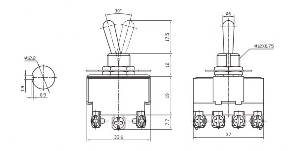 KN3B-402A тумблер RUICHI даташит схема