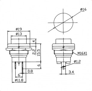 PBS-26B off-(on) красный переключатель кнопочный RUICHI даташит схема