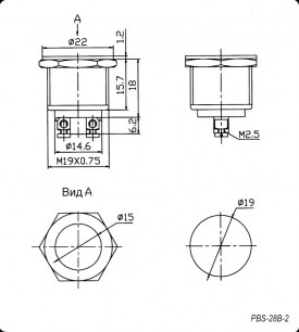 PBS-28B-2 off-(on) металл антивандальная кнопка RUICHI даташит схема