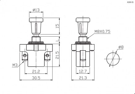 ASW-05 L7 off-on черный переключатель кнопочный RUICHI даташит схема