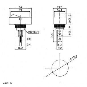 ASW-11D on-off красный клавишный переключатель RUICHI даташит схема