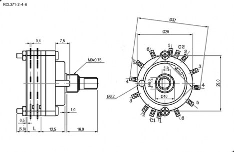 RCL371-2-4-6 галетный переключатель RUICHI даташит схема